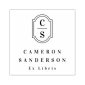 Elegante rand met monogram initiaal Ex Libris boek Rubberstempel (Afrduk)