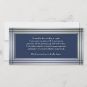 Elegante rand navyblauw script bedankkaart aankondiging (Achterkant)