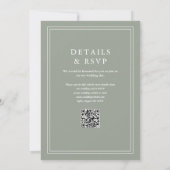 Elegante rand QR-code saliegroen bruiloft Kaart (Achterkant)