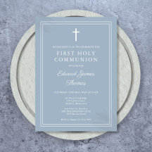 Elegante rand stoffig blauwe eerste heilige commun