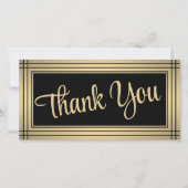 Elegante rand zwart & goud script bedankkaart aankondiging (Voorkant)