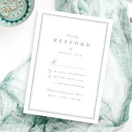 Elegante randen salie groen minimalistische bruilo RSVP kaartje