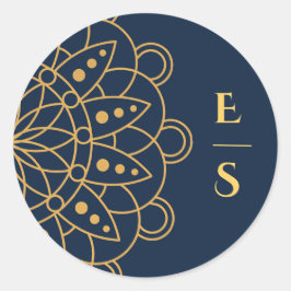 Elegante Rangoli Indiase bruiloft Ronde Sticker