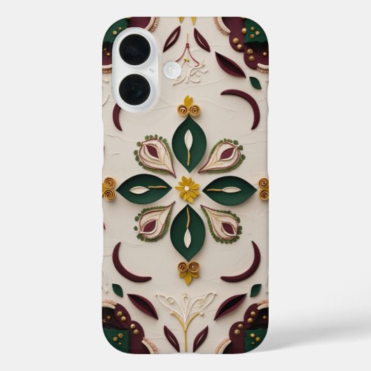 Elegante Rangoli & Kolam Floral iPhone Case (Achterkant)