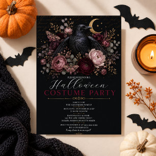 Elegante Raven Bloemrijke Halloween Gotische Roman Kaart