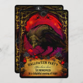 Elegante Raven Halloween Party Uitnodiging (Voorkant / Achterkant)