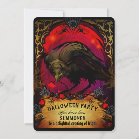 Elegante Raven Halloween Party Uitnodiging (Voorkant)