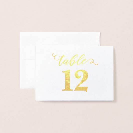 Elegante REAL FOLIE Gouden Trouwtafel Nummers Klei Folie Kaarten (Met envelop)