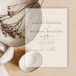 Elegante Real Vellum Overlay Modern Script Wedding Vellum Uitnodigingen
