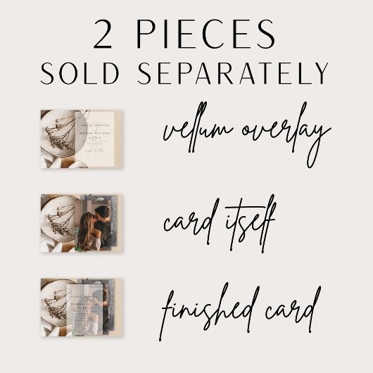 Elegante Real Vellum Overlay Modern Script Wedding Vellum Uitnodigingen