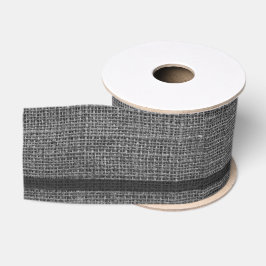 Elegante Realistische Burlap Rustieke Grijze Houts Grosgrain Lint