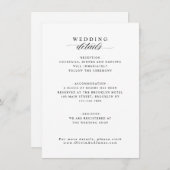 Elegante Receptie Accommodatie Bruiloft Details Informatiekaartje (Voorkant / Achterkant)