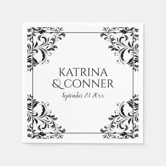 Elegante receptie servetten | Nadine (Black) 2 (Voorkant)
