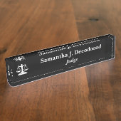 Elegante rechter Black Desk naambordje (Zijkant)