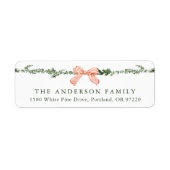 Elegante Red Bow Greenery Garland Retouradres Etiket (Voorkant)