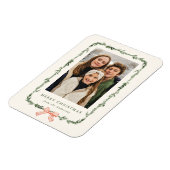 Elegante Red Bow Greenery Garland Vakantiefoto Magneet (Linkerzijde)