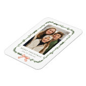 Elegante Red Bow Greenery Garland Vakantiefoto Magneet (Linkerzijde)