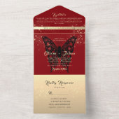 Elegante Red Butterfly All-in-One Uitnodigen All In One Uitnodiging (Binnen)