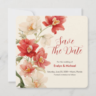 Elegante Red Cattleya Orchids bruiloft Save the Da Date