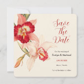 Elegante Red Cattleya Orchids bruiloft Save the Da Date (Voorkant)