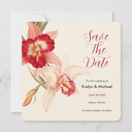Elegante Red Cattleya Orchids bruiloft Save the Da Save The Date