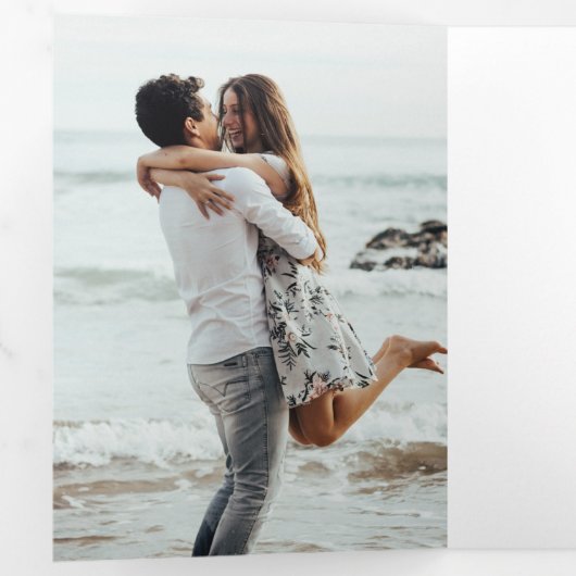 Elegante Red Clay all-in-one trouwfoto Drieluik Uitnodiging (Binnenzijde eerst)