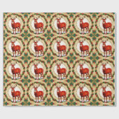 Elegante Red Deer Moose Gold Snow Merry Xmas Patte Cadeaupapier (Vlak)