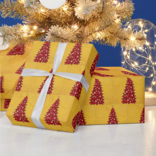 Elegante Red Deer Moose Gold Snow Merry Xmas Patte Cadeaupapier