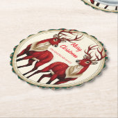 Elegante Red Deer Moose Gold Snow Merry Xmas Patte Kartonnen Onderzetters (Gekanteld)