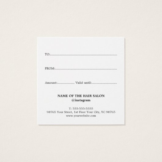 Elegante Red Faux Gold Bold Salon Vierkante Visitekaartjes (Achterkant)