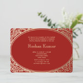 Elegante Red Gold Boy Annaprashan Kaart (Staand voorkant)