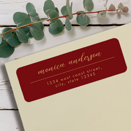 Elegante Red Gold minimalistische scriptnaam Etiket