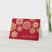 Elegante Red Gold Snowflake Corporate Business Feestdagen Kaart (Voorkant)