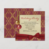 Elegante Red & Gold Tone Holiday Party uitnodiging (Voorkant / Achterkant)