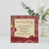 Elegante Red & Gold Tone Holiday Party uitnodiging (Staand voorkant)