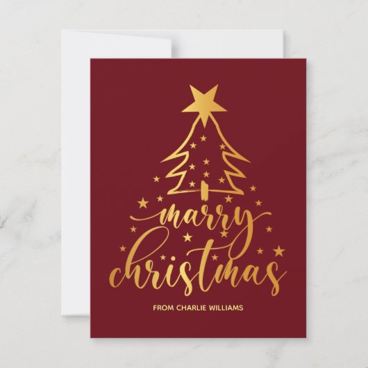 Elegante Red Gold Typography Kerst Kaart (Voorkant)