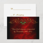 Elegante Red Holly Christmas Wedding RSVP Kaartje (Voorkant / Achterkant)