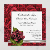 Elegante Red Rose begrafenisaankondiging Kaart (Voorkant / Achterkant)