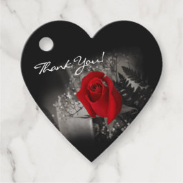 Elegante Red Rose Monochrome Baby's Breath Bedankjes Labels