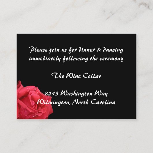 Elegante Red Rose Receptie Insert Kaarten (Voorkant)