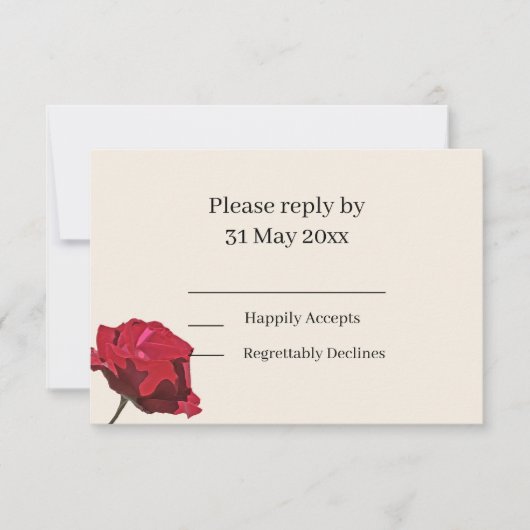 Elegante Red Rose RSVP insert (Voorkant)