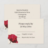 Elegante Red Rose RSVP insert (Voorkant / Achterkant)