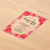 Elegante Red Roses Derby Party Acryl Uitnodigingen (Laagn)