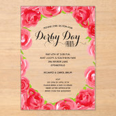 Elegante Red Roses Derby Party Acryl Uitnodigingen (Voorkant)