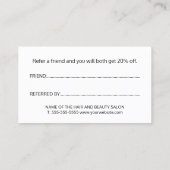 Elegante Red White Black Golden Heart Beauty Salon Aanbevelingskaartje (Achterkant)