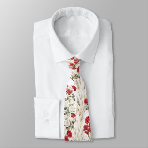 Elegante Red White Roses Botanische Stropdas