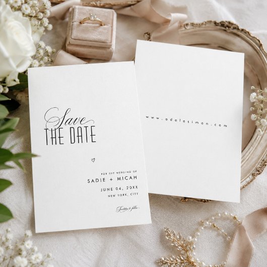 Elegante Redactionele Zwart & Wit Save The Date Ka