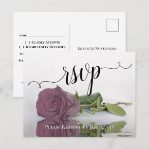 Elegante reflecterende stoffige mauve roos trouw R Briefkaart