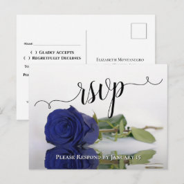 Elegante reflectie Navy Blue Rose Trouw-RSVP Briefkaart