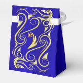 Elegante Regal Golden en Royal Blue bruiloft Bedankdoosjes (Achterkant)